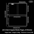 Clear A5 3-pocket transparent card sleeve page with detailed dimensions for photo albums - A5 Size 3-compartment Irregularly Shaped Card Page 10 Pages #163