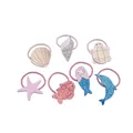 Cute set of ocean themed children's hair ties featuring glitter mermaid and shells - Ocean Theme Hair Tie Set (MS6716)