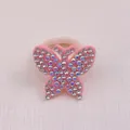 Cute pink butterfly hair tie with rhinestones for girls, variant shown in princess style. - Light Pink Butterfly (MT029)