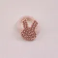 Cute pink children's rhinestone bunny hair tie with sparkling crystals for girls - Champagne Gold Rabbit (MT029)