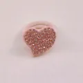 Pink elastic hair tie featuring a sparkling rhinestone-studded heart for girls. - Champagne Gold Heart (MT029)
