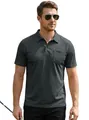 Atmungsaktives dunkelgraues Mesh-Poloshirt für Herren mit Tasche für den Sommer - Dunkelgrau