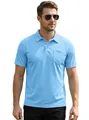 Hellblaues atmungsaktives Mesh-Poloshirt für Herren mit praktischem Brusttaschen-Detail - Himmelblau