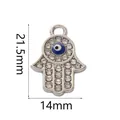 Ciondolo Mano di Fatima malocchio argentato con cristalli chiari, misura 21,5x14mm - Base Argento-Perla Occhio Blu (11#)