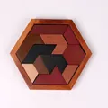 Challenging hexagonal wooden brain teaser puzzle toy with multi-color wooden blocks - Brain Teaser 11pcs