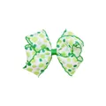 Fermaglio per capelli a fiocco con trifoglio verde San Patrizio - Fiocco bianco con stampa trifoglio verde (MB6853)