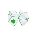 Fiocco bianco per San Patrizio con stampa quadrifoglio verde e bordi smerlati. - Fiocco bianco con sopraggitto verde e stampa trifoglio (MB6854)