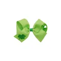 Fiocco per capelli verde con trifoglio per San Patrizio in grosgrain per bambine - Fiocco con stampa trifoglio verde chiaro (MB6843)