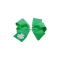 Fermaglio a fiocco verde con stampa trifoglio bianco per capelli bimbi San Patrizio - Fiocco verde con stampa trifoglio bianco (MB6844)