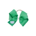 Fiocco per capelli con trifoglio verde per bambini per la festa di San Patrizio - Fascia verde con fiocco e stampa trifoglio bianco (MB6840)