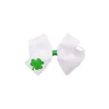 Fiocco per capelli bianco con trifoglio verde per San Patrizio - Fiocco bianco con stampa trifoglio verde (MB6845)