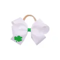 Fiocco per capelli bianco con trifoglio verde per San Patrizio per neonate e bimbe. - Fascia bianca con fiocco stampa trifoglio verde (MB6841)