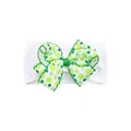 Fascia per capelli neonato San Patrizio con fiocco a stampa di trifoglio verde - Fascia bianca con fiocco stampa trifoglio (MB6855)