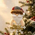 Handmade plush Santa Claus ornament for Christmas tree decoration with golden text - Old Style Snowflake Pendant Santa