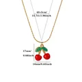 Dimensions détaillées du collier pendentif cerise dorée avec accents rouges et verts - Pendentif Cerise Vert Émeraude (G6298257)