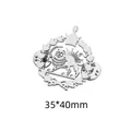 Elegant silver stainless steel lion and sun emblem wreath brooch pin 35x40mm for suits - Style B (Lion and Sun) / Steel