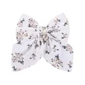 Grande pince à cheveux nœud papillon blanche avec un imprimé floral pêche délicat - Floral blanc avec branches noires (4)