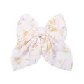 Pince à cheveux élégante blanche à nœud papillon avec un motif de feuilles de blé jaune - Imprimé blé blanc (1)