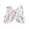Barrette à cheveux nœud hirondelle blanc avec imprimé floral rose délicat pour enfants - Blanc avec floral rose et noir (3)