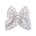 Barrette à cheveux élégante avec nœud papillon à carreaux vichy gris et blanc - Plaid gris et blanc (5)