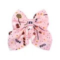 Barrette nœud papillon rose faite main avec motif de bonbons colorés pour filles - Imprimé bonbons roses (8)