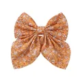 Pince à cheveux élégante avec nœud papillon à fleurs orange pour enfants et fillettes - Floral orange (10)