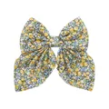 Grande barrette à cheveux nœud papillon à fleurs jaune et bleu pour petites filles - Floral jaune bleu vert (11)