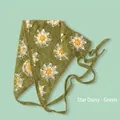 Foulard au crochet vert tricoté avec des motifs floraux de marguerites blanches - Taille unique / Marguerite blanche étoilée - Vert