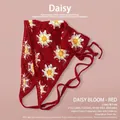 Bandeau triangle au crochet rouge fait main avec élégant motif de marguerites blanches - Taille unique / Marguerite blanche étoilée - Rouge