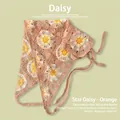 Bandana au crochet orange fait main avec motifs de tricot de marguerites blanches - Taille unique / Marguerite blanche étoilée - Orange
