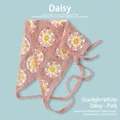 Élégant bandeau triangulaire tricoté rose avec de jolis motifs de marguerites - Taille unique / Marguerite blanche étoilée - Rose
