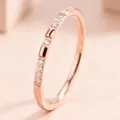 Elegant rose gold plated stainless steel thin band ring with sparkling cubic zirconia stones - Size 5 / Full Zircon Style (17-B-1) / Rose Gold