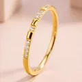 Elegant minimalist gold titanium steel ring with sparkling embedded cubic zirconia stones - Size 5 / Full Zircon Style (17-B-3) / Gold
