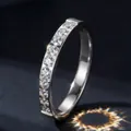 Bague élégante en acier inoxydable de style français pour femme avec strass - Taille 5 / Style Strass Pavé (11-E-1) / Acier