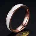 Minimalist rose gold stainless steel ring with white ceramic inlay for women - US 5 / Rose Gold White Enamel