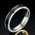 Minimalist stainless steel ring featuring a black inlay band for a modern aesthetic - US 5 / Steel Black Enamel