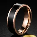 Minimalist stainless steel ring with rose gold and black contrast finish detail - US 5 / Rose Gold Black Enamel