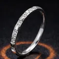 Bague en acier inoxydable de style français pour femme sertie de zircones cubiques - Taille 5 / Acier (Style de Perçage en Rangée 17-B-2)