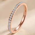 Eleganter roségoldener Edelstahlring mit funkelnden Zirkonia Steinen für Damen - Größe 5 / Vollkreis-Strass (36-B-3) / 2,0mm Breite / Roségold