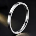 Elegante minimalistische zilveren roestvrijstalen dunne band ring met gepolijste afwerking - Maat 5 / Binnen Gebogen Vlak Oppervlak Spiegel / 2mm breedte / Staalkleur