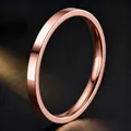 Minimalistische ultradunne roségoudkleurige roestvrijstalen ring voor dames hoogglans gepolijst - Maat 5 / Binnen Gebogen Vlak Oppervlak Spiegel / 2mm breedte / Roségoud