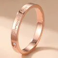 Élégante bague en acier inoxydable plaqué or rose avec gravure Forever Love et pierre cœur - Taille 5 / Style Gravé Forever Love (38-C-2) / Acier