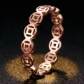 Rose gold stainless steel ring with hollow ancient coin pattern design - US 6 / Rose Gold
