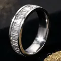 Elegant stainless steel ring with baguette-cut channel-set cubic zirconia stones - Size 7 / Baguette Rhinestone Style (37-E-2) / Steel