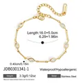 Minimalist gold-plated stainless steel bracelet with marquise crystals for women - Marquise Rhinestone Style (JDB0301341-1)