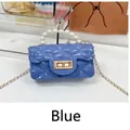 Mini blue rhombic jelly bag featuring a pearl handle and a delicate gold chain strap - Blue