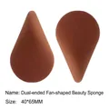 Brownish-orange teardrop-shaped makeup sponge blender for liquid foundation, size 40x65mm - New Coffee Double-Ended Fan Style (Bulk)