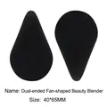 Professional black dual-shaped makeup sponge set including fan and teardrop blenders - New Black Double-Ended Fan Style (Bulk)