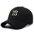 Classic black unisex structured baseball cap featuring cream 18 ONWARD embroidery design - Adjustable / Black with Black Embroidery