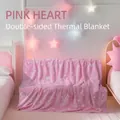 Coperta di flanella rosa fluorescente con cuori e stelle che brillano al buio - Cuore Rosa / 70*100CM